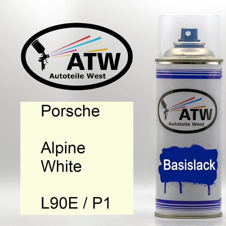 Porsche, Alpine White, L90E / P1: 400ml Sprühdose, von ATW Autoteile West.